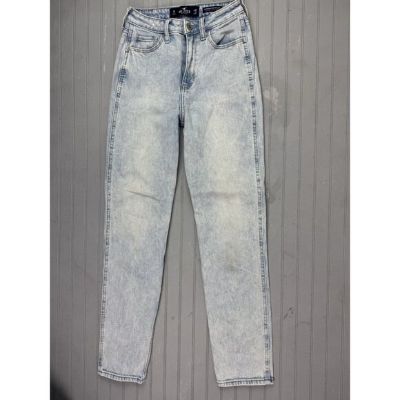 Hollister Size 1 Womens Juniors Jeans Ultra Hi Rise Mom Light Wash Stret… - Picture 1 of 3